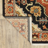 2' X 3' Black and Orange Oriental Power Loom Area Rug - Homeroots - Flyclothing LLC