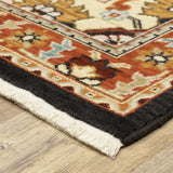 2' X 6' Black Orange And Beige Oriental Power Loom Stain Resistant Runner Rug With Fringe - Homeroots - Flyclothing LLC