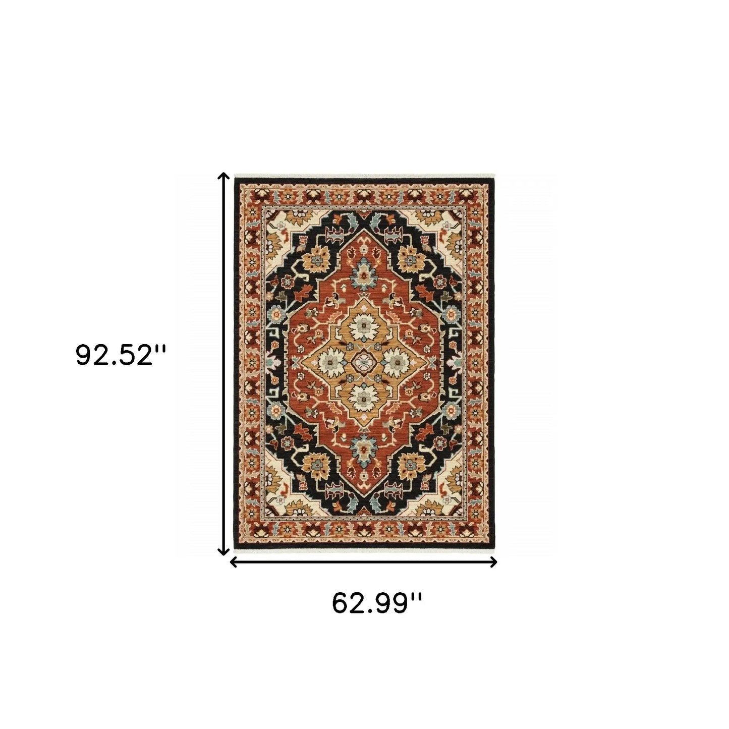 5' X 8' Red and Black Oriental Power Loom Area Rug - Homeroots - Flyclothing LLC