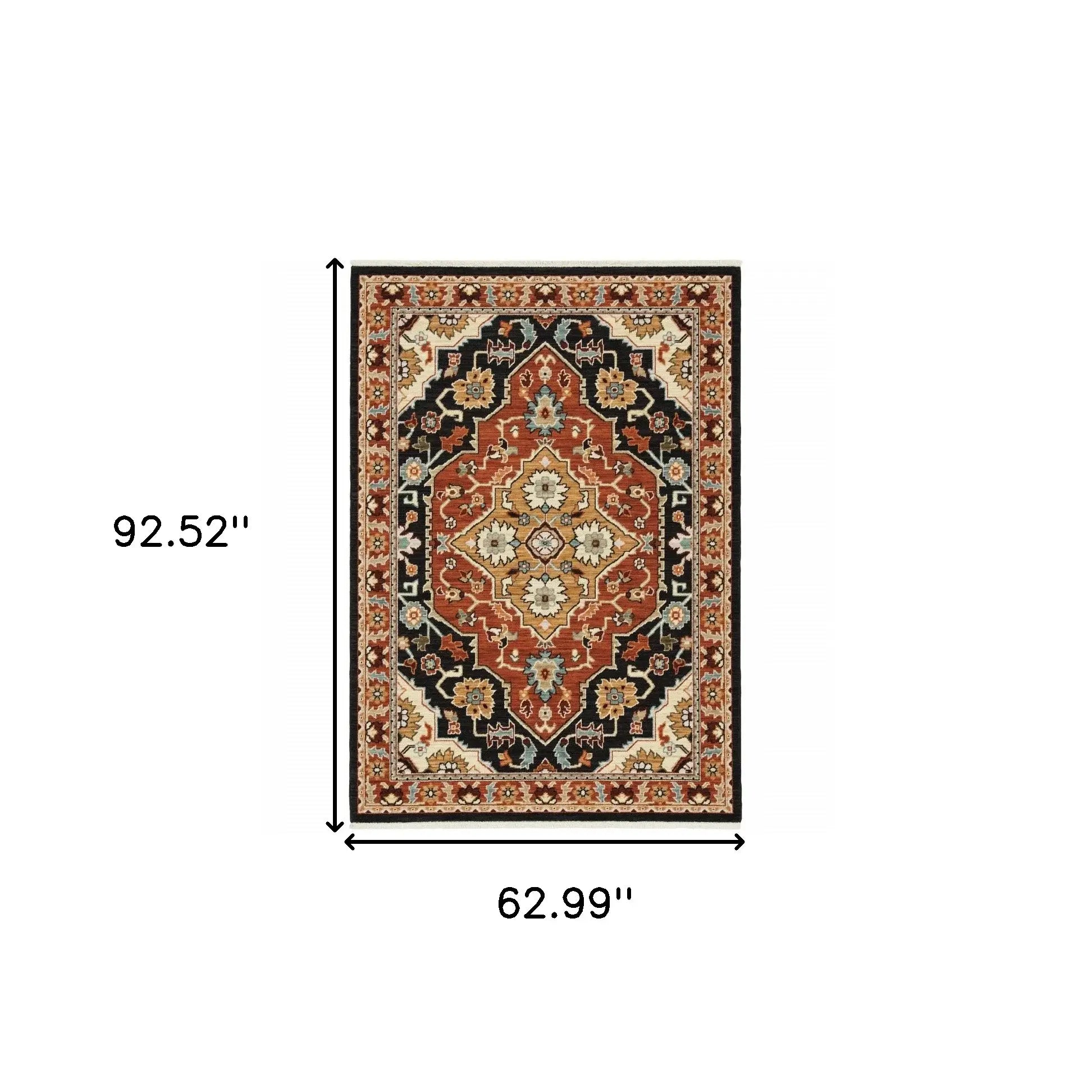 5' X 8' Red and Black Oriental Power Loom Area Rug - Homeroots - Flyclothing LLC