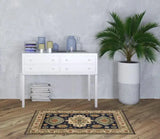 3' X 5' Navy Charcoal Orange Rust Gold Pale Blue Olive Beige And Salmon Oriental Power Loom Stain Resistant Area Rug With Fringe - Homeroots - Flyclothing LLC