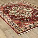 2' X 3' Red Ivory Orange And Blue Oriental Power Loom Stain Resistant Area Rug With Fringe - Homeroots - Flyclothing LLC