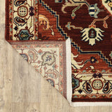 2' X 3' Red Ivory Orange And Blue Oriental Power Loom Stain Resistant Area Rug With Fringe - Homeroots - Flyclothing LLC