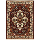 5' X 8' Red Ivory Orange And Blue Oriental Power Loom Stain Resistant Area Rug With Fringe - Homeroots - Flyclothing LLC