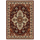 5' X 8' Red Ivory Orange And Blue Oriental Power Loom Stain Resistant Area Rug With Fringe - Homeroots - Flyclothing LLC