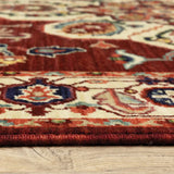 5' X 8' Red Ivory Orange And Blue Oriental Power Loom Stain Resistant Area Rug With Fringe - Homeroots - Flyclothing LLC
