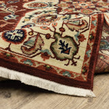 6' X 9' Red Ivory Orange And Blue Oriental Power Loom Stain Resistant Area Rug With Fringe - Homeroots - Flyclothing LLC