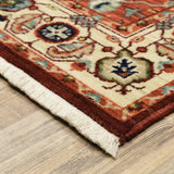 10' X 13' Red Ivory Orange And Blue Oriental Power Loom Stain Resistant Area Rug With Fringe - Homeroots - Flyclothing LLC