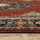 2' X 3' Red Blue Orange And Ivory Oriental Power Loom Stain Resistant Area Rug With Fringe - Homeroots