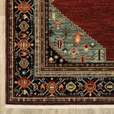 2' X 3' Red Blue Orange And Ivory Oriental Power Loom Stain Resistant Area Rug With Fringe - Homeroots - Flyclothing LLC