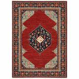 5' X 8' Red Blue Orange And Ivory Oriental Power Loom Stain Resistant Area Rug With Fringe - Homeroots - Flyclothing LLC