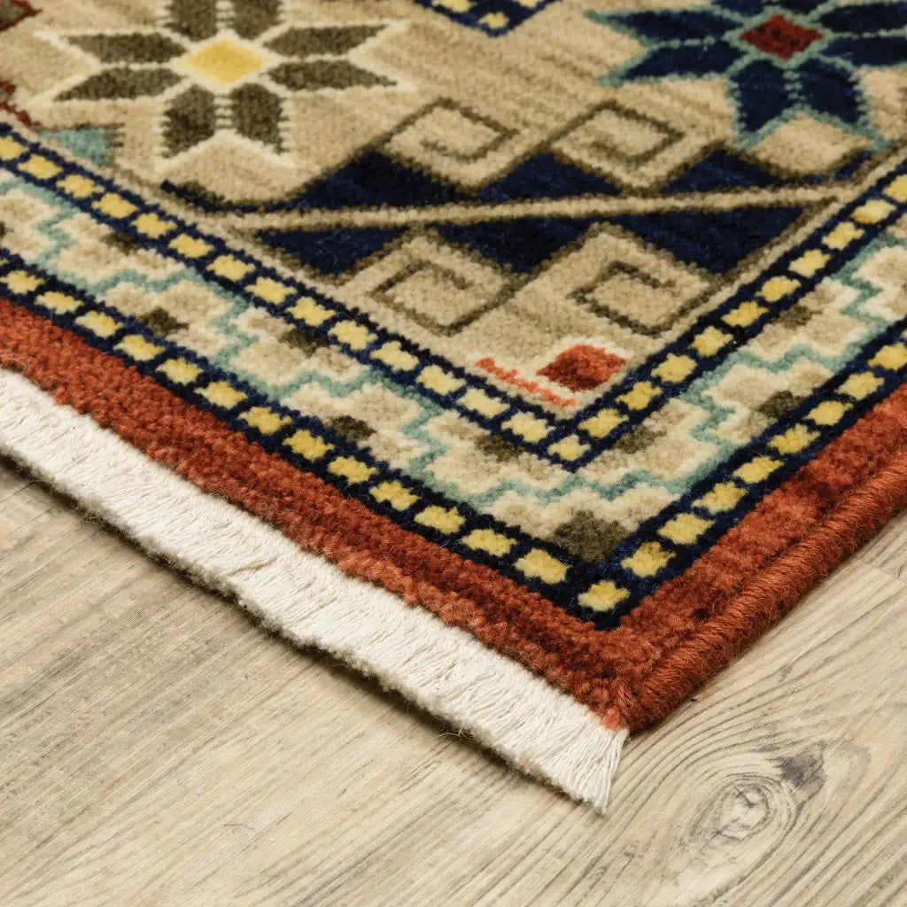 2' X 3' Red and Gold Oriental Power Loom Area Rug - Homeroots - Flyclothing LLC