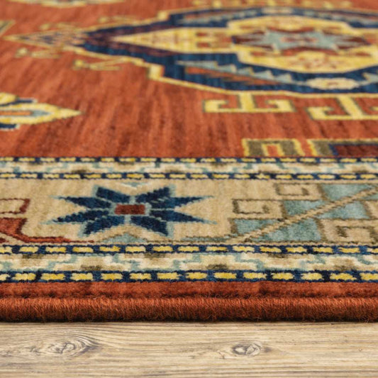 2' X 3' Red and Gold Oriental Power Loom Area Rug - Homeroots - Flyclothing LLC