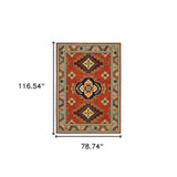 6' X 9' Red Gold Blue Brown Oriental Power Loom Stain Resistant Area Rug With Fringe - Homeroots - Flyclothing LLC