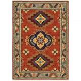 10' X 13' Red Gold Blue Brown Oriental Power Loom Stain Resistant Area Rug With Fringe - Homeroots - Flyclothing LLC