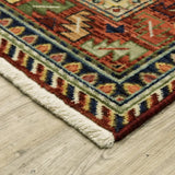 2' X 3' Brick Red Orange Rust Beige Gold Pale Blue Olive Navy And Black Oriental Power Loom Stain Resistant Area Rug With Fringe - Homeroots - Flyclothing LLC