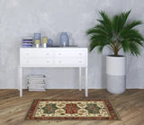 3' X 5' Brick Red Orange Rust Beige Gold Pale Blue Olive Navy And Black Oriental Power Loom Stain Resistant Area Rug With Fringe - Homeroots - Flyclothing LLC