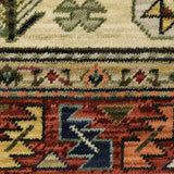 10' X 13' Brick Red Orange Rust Beige Gold Pale Blue Olive Navy And Black Oriental Power Loom Stain Resistant Area Rug With Fringe - Homeroots - Flyclothing LLC