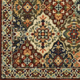 2' X 6' Red Rust Navy Light Blue Brown Orange Ivory And Gold Oriental Power Loom Stain Resistant Runner Rug With Fringe - Homeroots - Flyclothing LLC