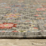 2' X 6' Grey Salmon Pink Gold Blue Rust Deep Blue Ivory And Green Oriental Power Loom Stain Resistant Runner Rug With Fringe - Homeroots - Flyclothing LLC