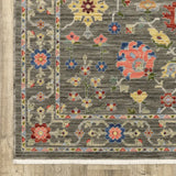2' X 6' Grey Salmon Pink Gold Blue Rust Deep Blue Ivory And Green Oriental Power Loom Stain Resistant Runner Rug With Fringe - Homeroots - Flyclothing LLC