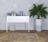 3' X 5' Grey Salmon Pink Gold Blue Rust Deep Blue Ivory And Green Oriental Power Loom Stain Resistant Area Rug With Fringe - Homeroots - Flyclothing LLC