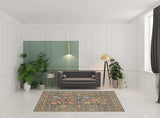 6' X 9' Grey Salmon Pink Gold Blue Rust Deep Blue Ivory And Green Oriental Power Loom Stain Resistant Area Rug With Fringe - Homeroots - Flyclothing LLC
