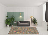 8' X 11' Grey Salmon Pink Gold Blue Rust Deep Blue Ivory And Green Oriental Power Loom Stain Resistant Area Rug With Fringe - Homeroots - Flyclothing LLC