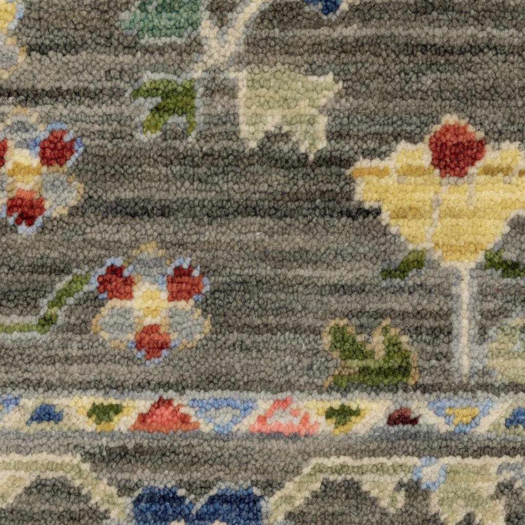 10' X 13' Grey Salmon Pink Gold Blue Rust Deep Blue Ivory And Green Oriental Power Loom Stain Resistant Area Rug With Fringe - Homeroots - Flyclothing LLC