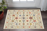 3' X 5' Ivory Salmon Pink Gold Blues Grey Rust And Green Oriental Power Loom Stain Resistant Area Rug With Fringe - Homeroots - Flyclothing LLC