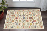 3' X 5' Ivory Salmon Pink Gold Blues Grey Rust And Green Oriental Power Loom Stain Resistant Area Rug With Fringe - Homeroots - Flyclothing LLC