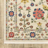 3' X 5' Ivory Salmon Pink Gold Blues Grey Rust And Green Oriental Power Loom Stain Resistant Area Rug With Fringe - Homeroots - Flyclothing LLC