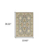 2' X 3' Grey Ivory Orange Teal Green Charcoal Blue And Red Oriental Power Loom Stain Resistant Area Rug With Fringe - Homeroots - Flyclothing LLC