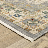 2' X 3' Grey Ivory Orange Teal Green Charcoal Blue And Red Oriental Power Loom Stain Resistant Area Rug With Fringe - Homeroots - Flyclothing LLC