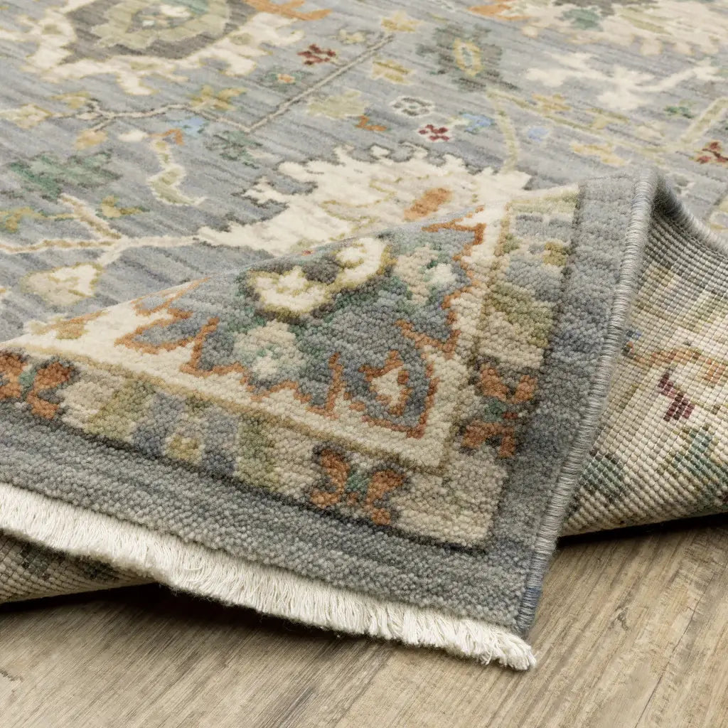 2' X 3' Grey Ivory Orange Teal Green Charcoal Blue And Red Oriental Power Loom Stain Resistant Area Rug With Fringe - Homeroots - Flyclothing LLC