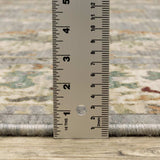 2' X 3' Grey Ivory Orange Teal Green Charcoal Blue And Red Oriental Power Loom Stain Resistant Area Rug With Fringe - Homeroots - Flyclothing LLC