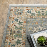 2' X 6' Grey Ivory Orange Teal Green Charcoal Blue And Red Oriental Power Loom Stain Resistant Runner Rug With Fringe - Homeroots