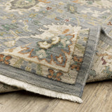2' X 6' Grey Ivory Orange Teal Green Charcoal Blue And Red Oriental Power Loom Stain Resistant Runner Rug With Fringe - Homeroots