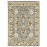 5' X 8' Blue And Ivory Oriental Power Loom Stain Resistant Area Rug With Fringe - Homeroots - Flyclothing LLC