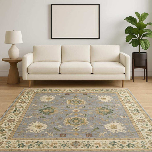 5' X 8' Blue And Ivory Oriental Power Loom Stain Resistant Area Rug With Fringe - Homeroots - Flyclothing LLC