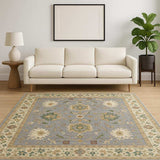 5' X 8' Blue And Ivory Oriental Power Loom Stain Resistant Area Rug With Fringe - Homeroots - Flyclothing LLC