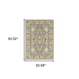 5' X 8' Blue And Ivory Oriental Power Loom Stain Resistant Area Rug With Fringe - Homeroots - Flyclothing LLC