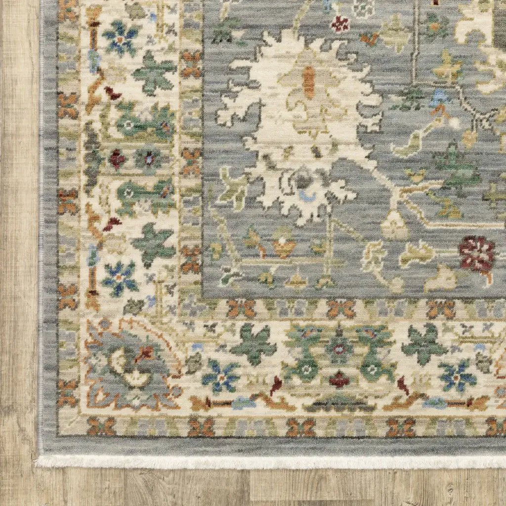 5' X 8' Blue And Ivory Oriental Power Loom Stain Resistant Area Rug With Fringe - Homeroots - Flyclothing LLC