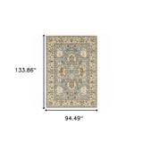 8' X 11' Grey Ivory Orange Teal Green Charcoal Blue And Red Oriental Power Loom Stain Resistant Area Rug With Fringe - Homeroots - Flyclothing LLC