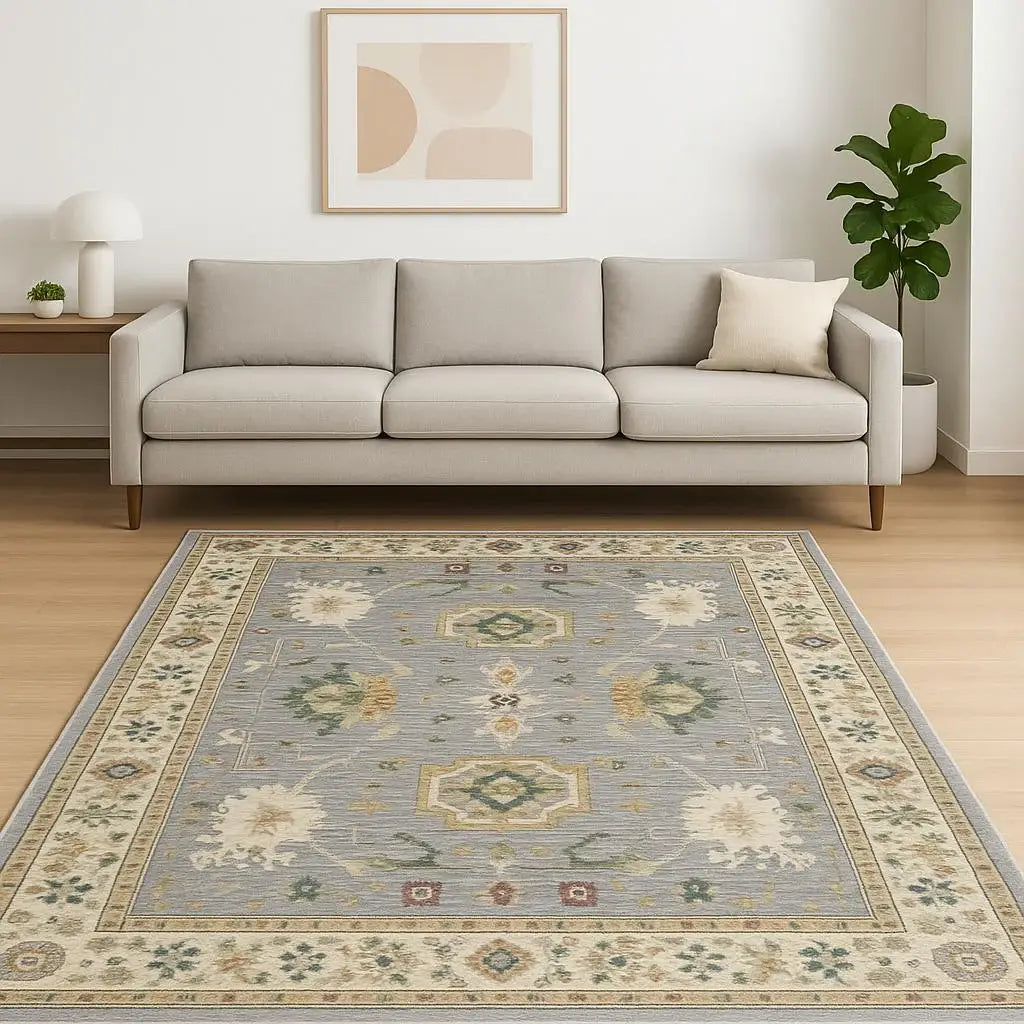 8' X 11' Grey Ivory Orange Teal Green Charcoal Blue And Red Oriental Power Loom Stain Resistant Area Rug With Fringe - Homeroots - Flyclothing LLC