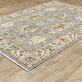 10' X 13' Grey Ivory Orange Teal Green Charcoal Blue And Red Oriental Power Loom Stain Resistant Area Rug With Fringe - Homeroots - Flyclothing LLC