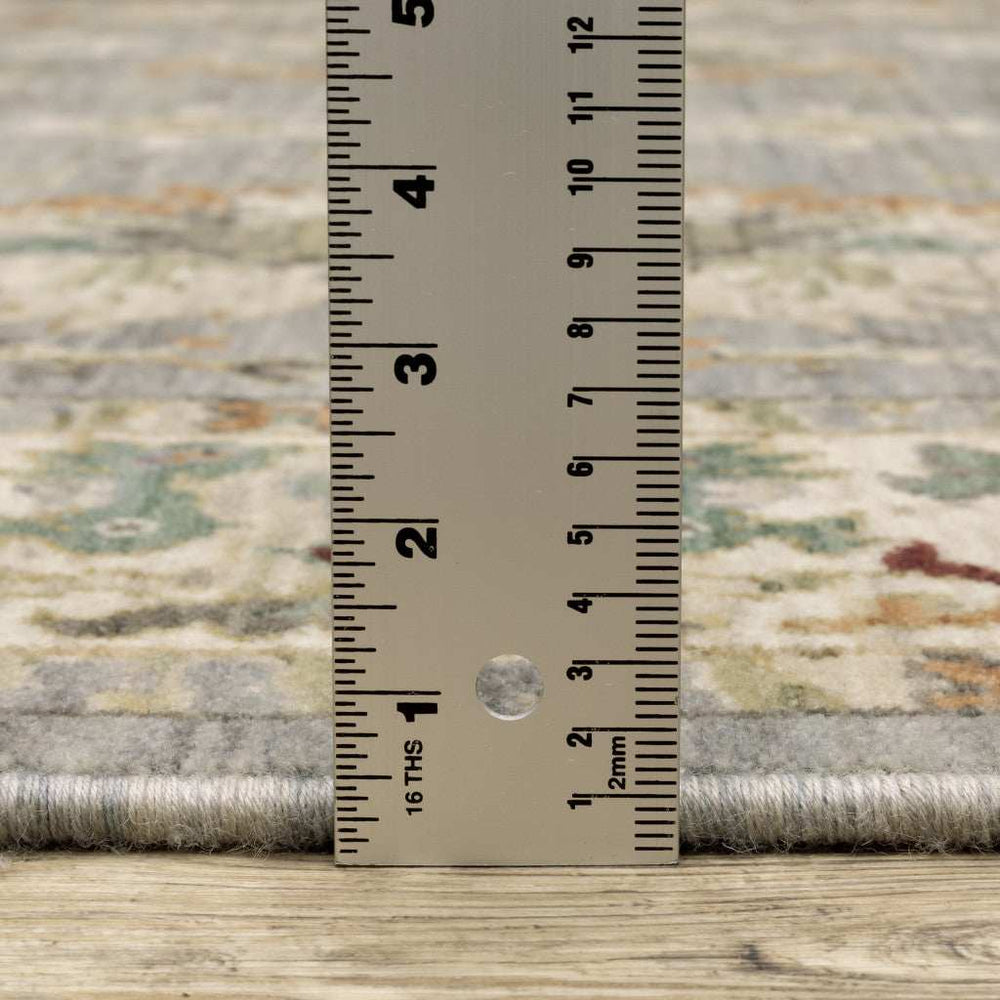 10' X 13' Grey Ivory Orange Teal Green Charcoal Blue And Red Oriental Power Loom Stain Resistant Area Rug With Fringe - Homeroots - Flyclothing LLC