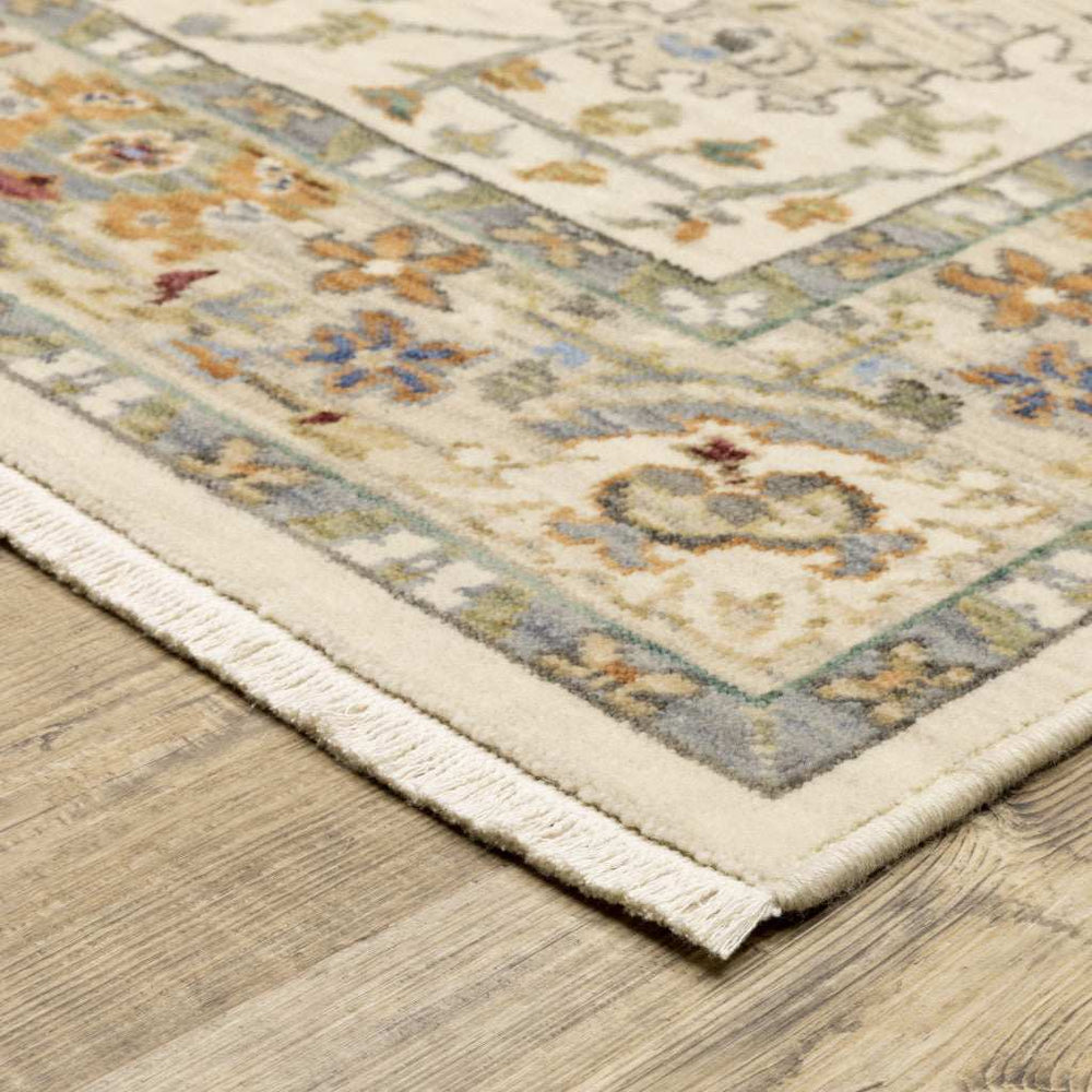 2' X 3' Gray And Ivory Oriental Power Loom Area Rug With Fringe - Homeroots - Flyclothing LLC