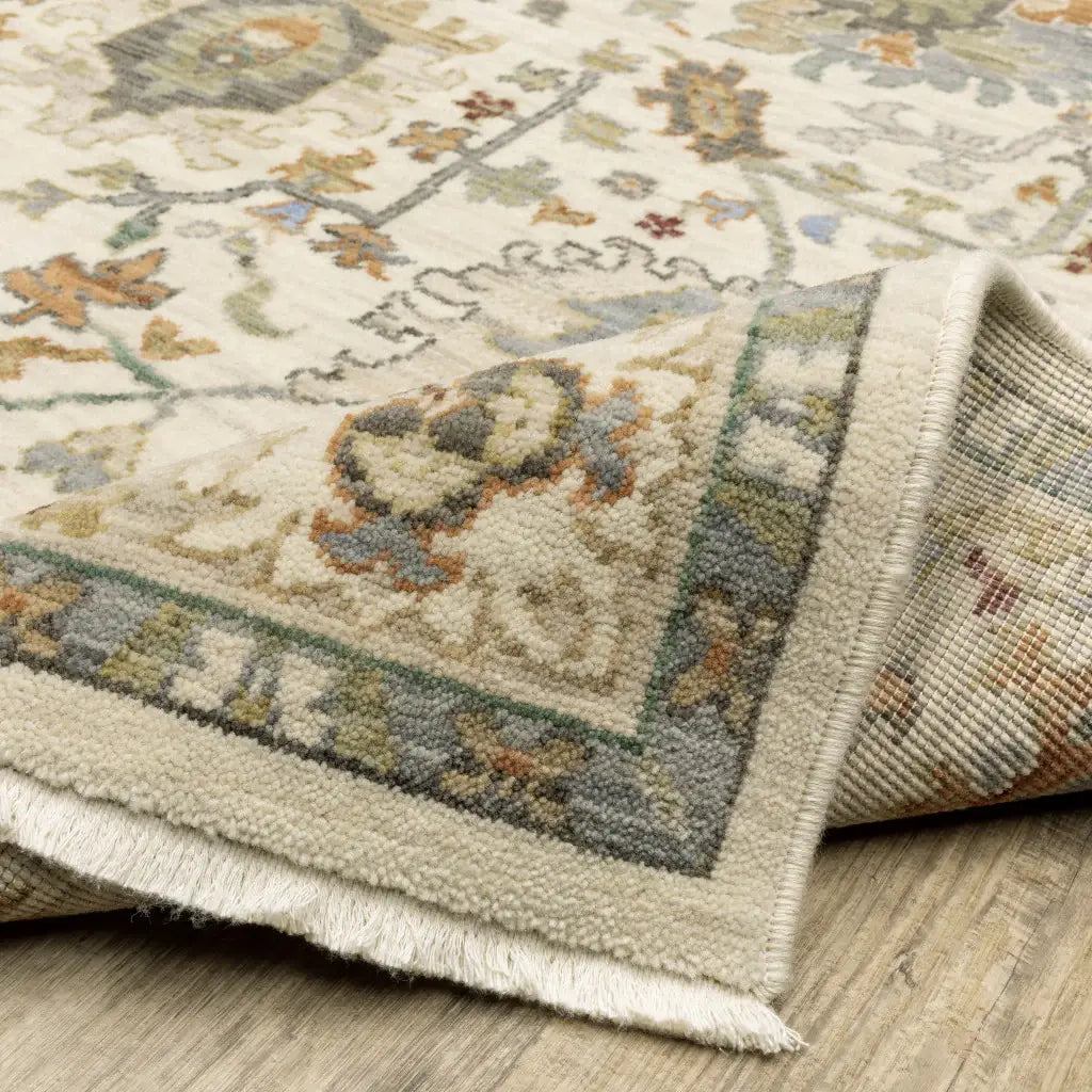 2' X 3' Gray And Ivory Oriental Power Loom Area Rug With Fringe - Homeroots - Flyclothing LLC