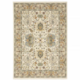 5' X 8' Brown And Ivory Oriental Power Loom Stain Resistant Area Rug With Fringe - Homeroots - Flyclothing LLC